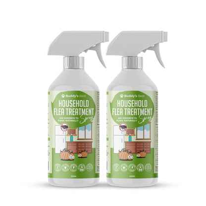 BUDDY'S BEST Twin Pack Household Flea Treatment Spray | 250ml | Non-Toxic & Family-Friendly