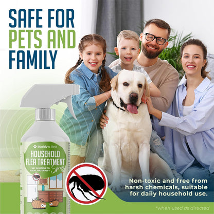 BUDDY'S BEST Twin Pack Household Flea Treatment Spray | 250ml | Non-Toxic & Family-Friendly