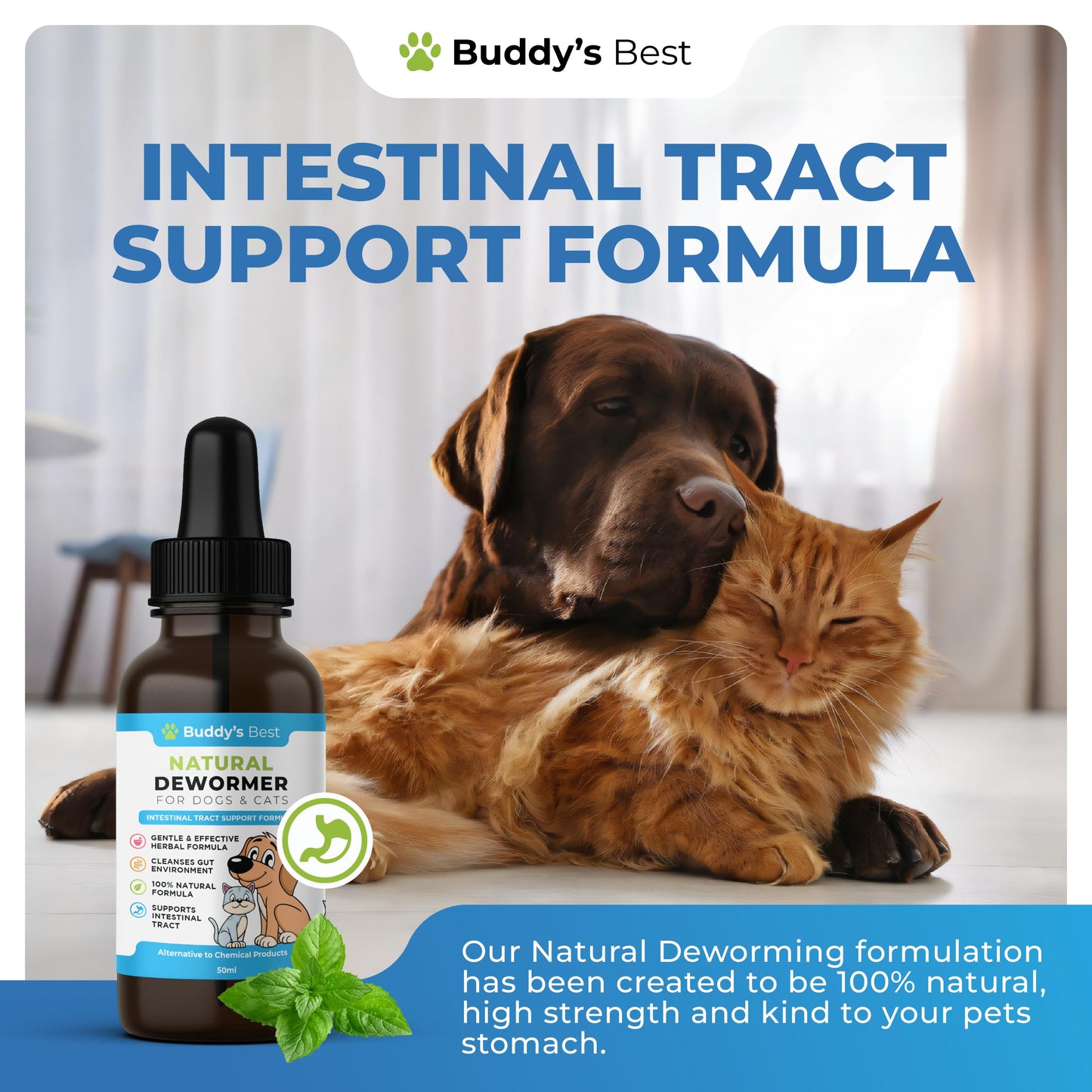 Complete Pet Care Bundle: Spot On Flea Treatment For Dogs | 50ml & BUDDY'S BEST Natural Dewormer For Dogs & Cats | 50ml | Essential Dewormer Protection