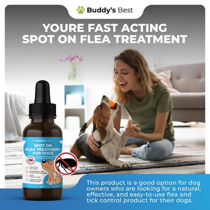 Complete Pet Care Bundle: Spot On Flea Treatment For Dogs | 50ml & BUDDY'S BEST Natural Dewormer For Dogs & Cats | 50ml | Essential Dewormer Protection