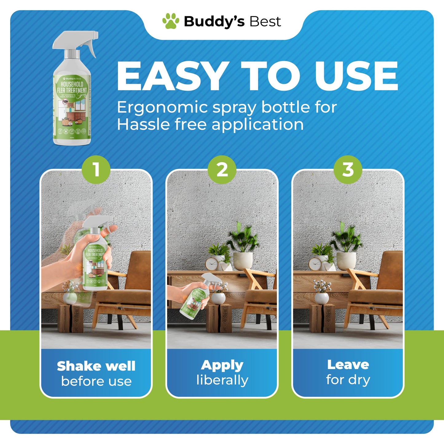 Ultimate Flea Control Bundle - BUDDY'S BEST Household Flea Treatment Spray & Spot On Flea Treatment For Dogs | Non-Toxic & Natural Protection | Complete Home & Pet Solution