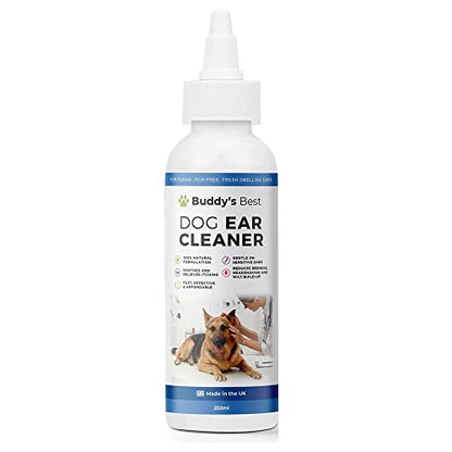 BUDDY'S BEST Dog Ear Cleaner | Premium Dog Ear Drops With 100% Natural Ingredients | Fast, Effective, and Affordable Dog Ear Cleaner Solution | Perfect Itch Free Formula for Fresh Smelling Ears