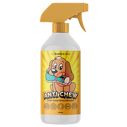 BUDDY'S BEST Anti Chew Spray For Puppies & Dogs | Stop Chewing Training Spray For Dogs | Deters Chewing & Biting | Fast Acting, Effective & Safe Remedy | 250ml