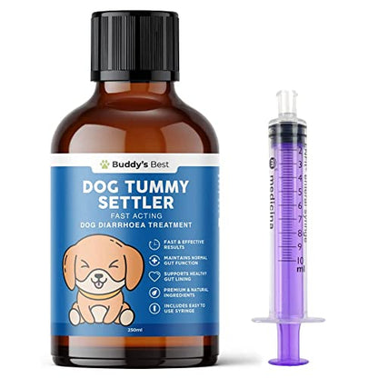 BUDDY'S BEST Dog Tummy Settler | Fast Acting Dog Diarrhoea Treatment | Premium & Natural Ingredients | Includes Easy to Use Syringe | 250ml