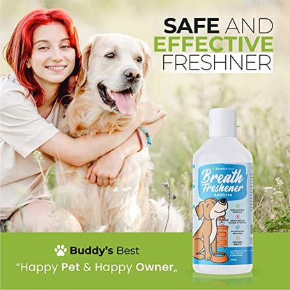 BUDDY'S BEST Dog Breath Freshener | 250 ml Dog Teeth Cleaning Water | Premium Dog Mouthwash for Plaque and Tartar | Ideal Dog Dental Care For Any Breed, Gender, or Size