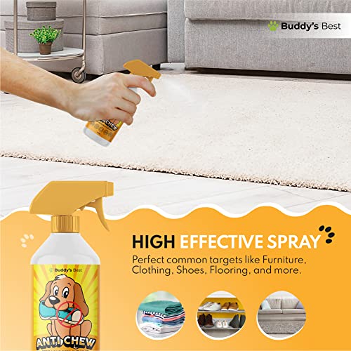 BUDDY'S BEST Anti Chew Spray For Puppies & Dogs | Stop Chewing Training Spray For Dogs | Deters Chewing & Biting | Fast Acting, Effective & Safe Remedy | 250ml