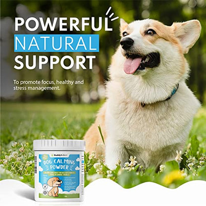 Buddy's Best Dog Calming Powder | Calming Supplement For Dogs With Anxiety, Stress Or Barking Troubles | 100% Natural Ingredients, Helps Dog Anxiety Relief | Dog Calming Products For All Ages & Breeds