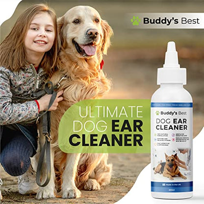 BUDDY'S BEST Dog Ear Cleaner | Premium Dog Ear Drops With 100% Natural Ingredients | Fast, Effective, and Affordable Dog Ear Cleaner Solution | Perfect Itch Free Formula for Fresh Smelling Ears