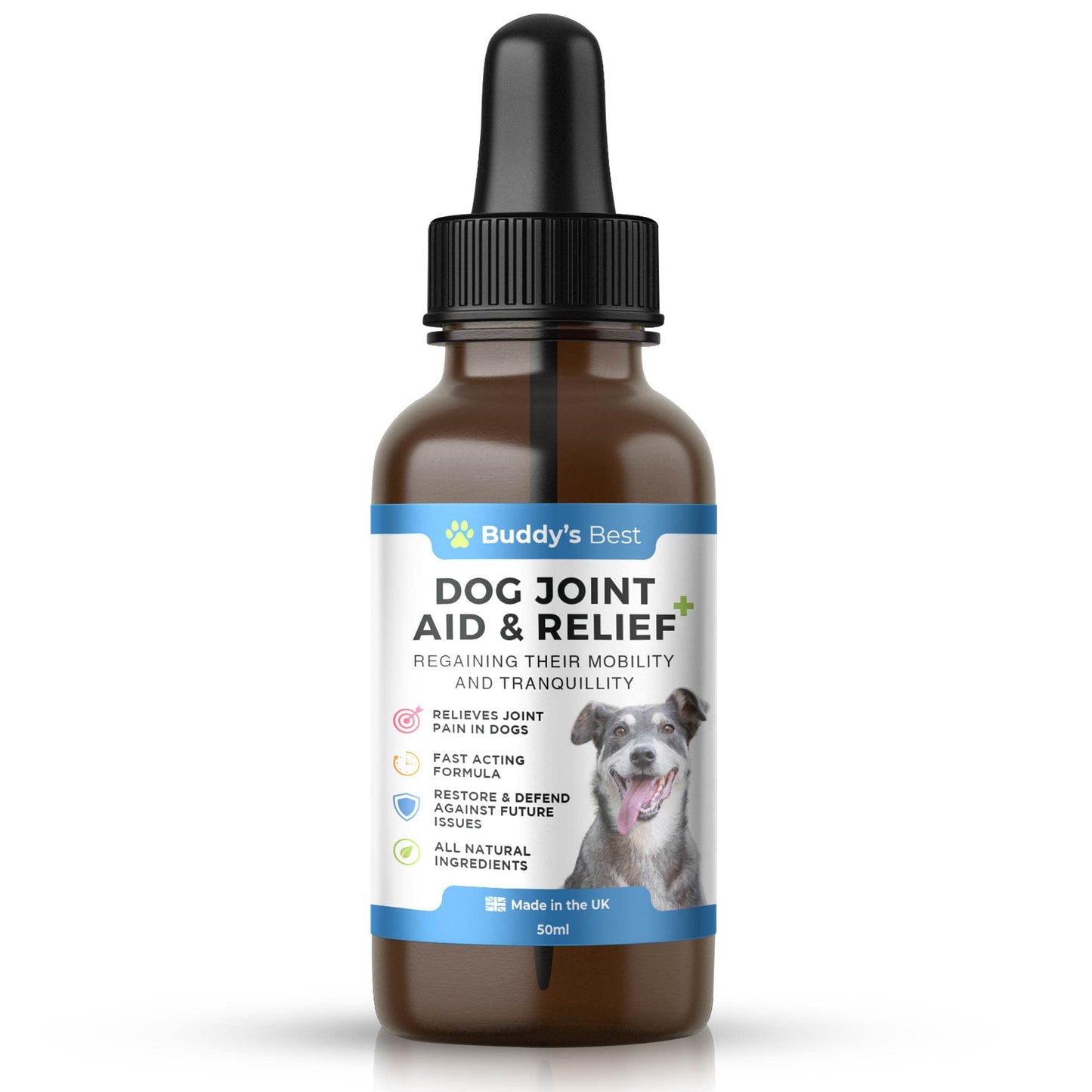 Buddy's Best Dog Joint Aid & Relief Plus | 50ml | Relieves Joint Pain in Dogs | Fast Acting Formula | Natural Ingredients | Made in the UK