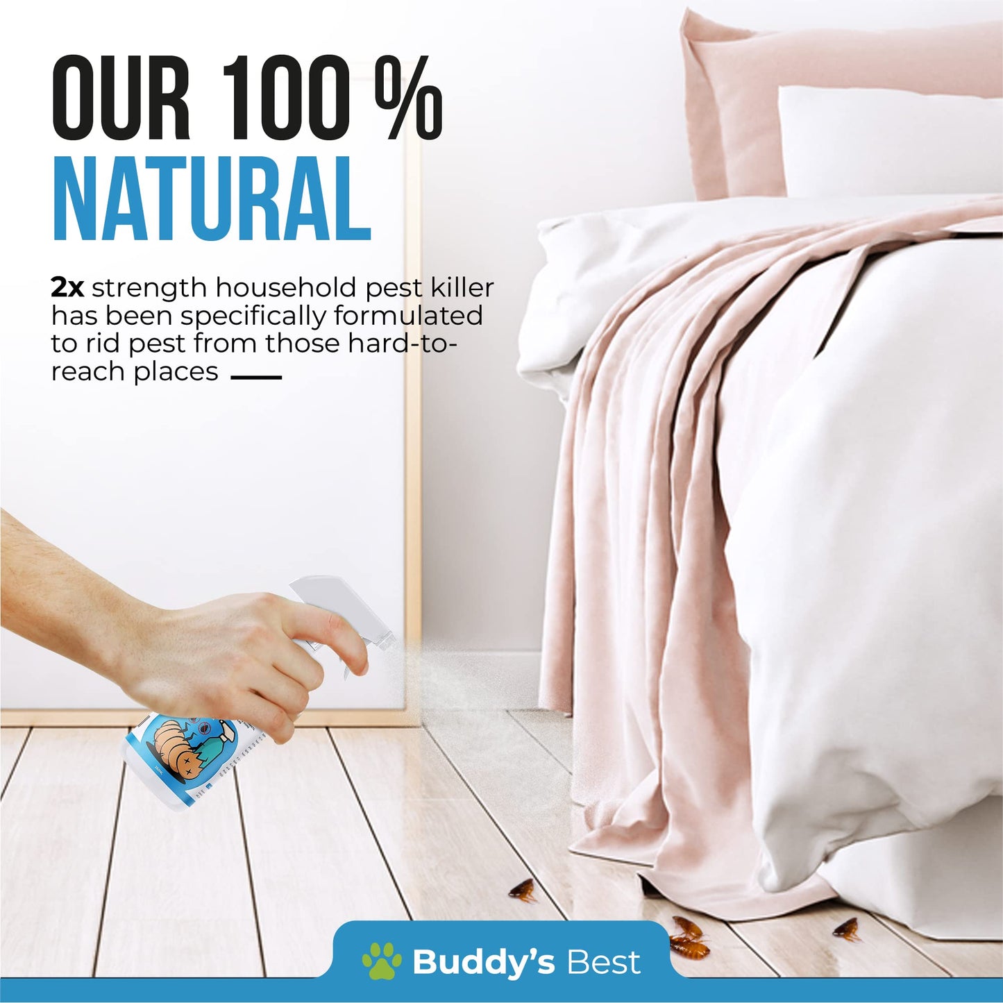 Buddy's Best Flea Spray for The Home | for The Control of Fleas, Dust Mites & Bed Bugs | for Use on Carpets, Pet Beds & Home Furniture | 100% Natural Formula | Pet & Family Friendly