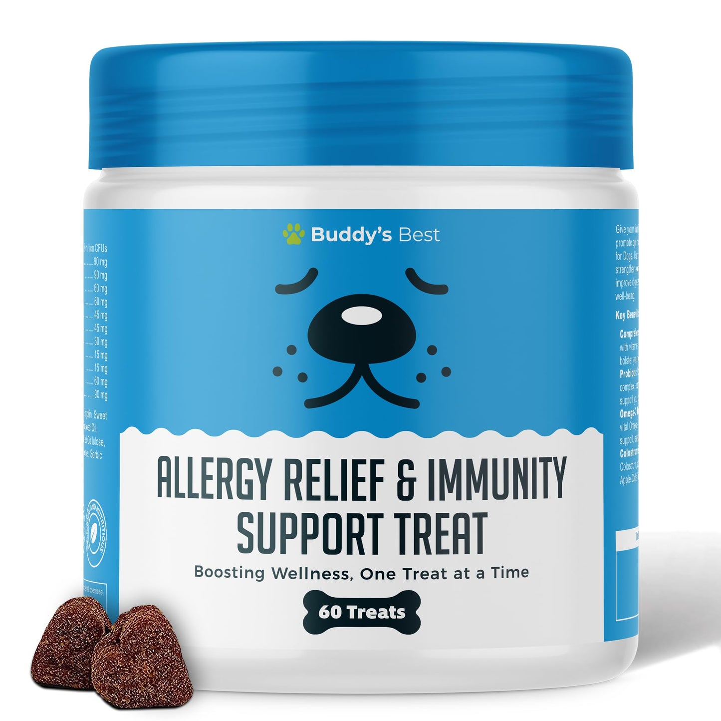 BUDDY'S BEST Allergy Relief & Immunity Support Treat For Dogs | 60 Chewable Treats