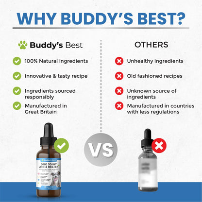 Buddy's Best Dog Joint Aid & Relief Plus | 50ml | Relieves Joint Pain in Dogs | Fast Acting Formula | Natural Ingredients | Made in the UK