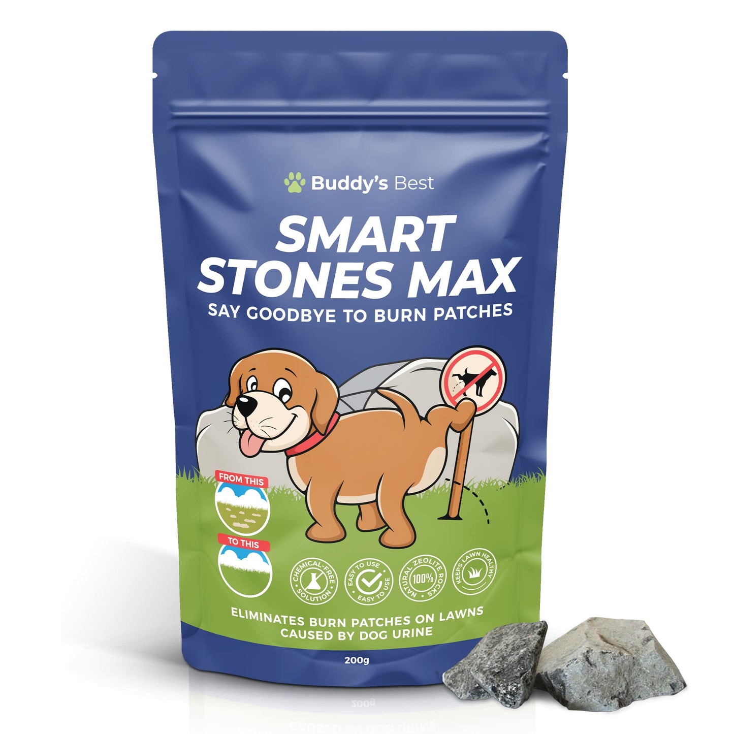 Smart Rocks Max | Urine Neutrialiser Rocks To Stop Grass Burn Patches | 200g