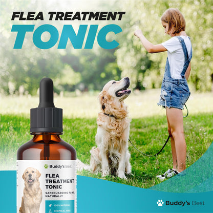 Flea Treatment Tonic - 100% Natural, Safe for All Breeds & Ages, Easy-to-Use 50ml Liquid Supplement for Comprehensive Flea and Tick Prevention