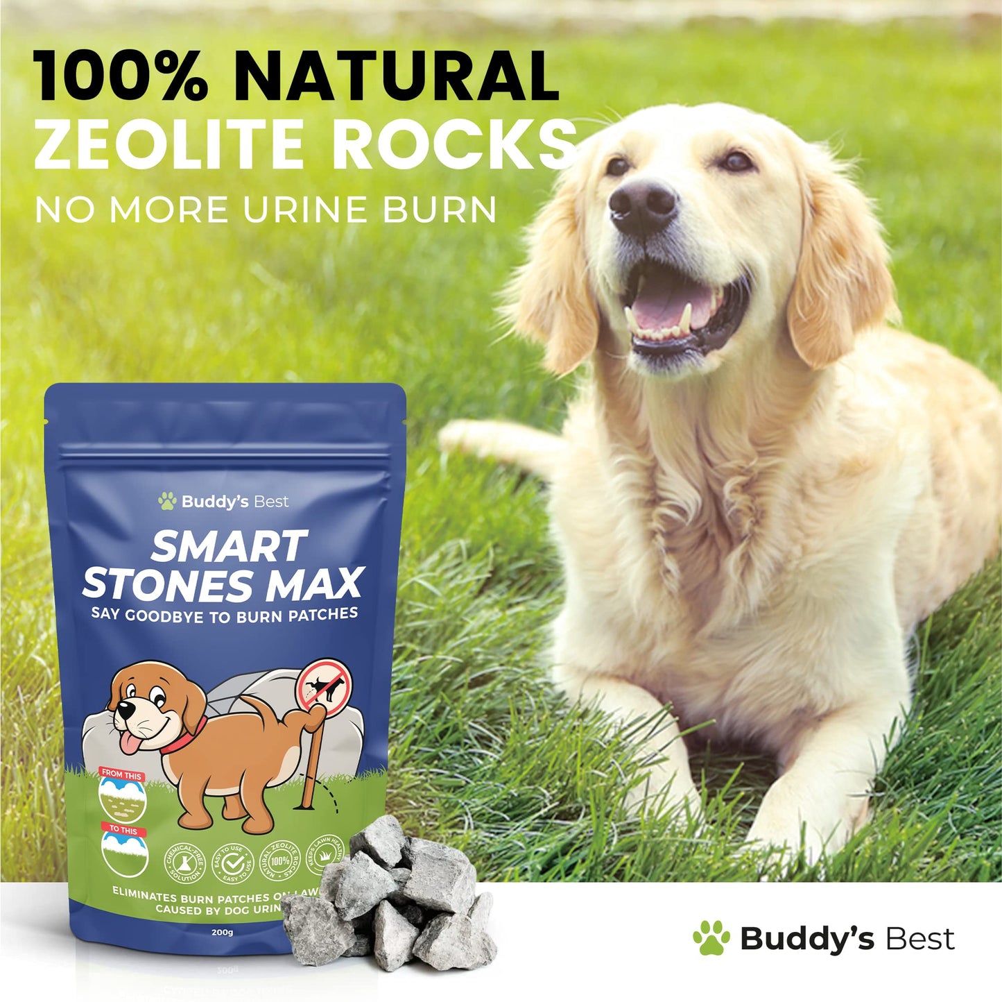 Smart Rocks Max | Urine Neutrialiser Rocks To Stop Grass Burn Patches | 200g