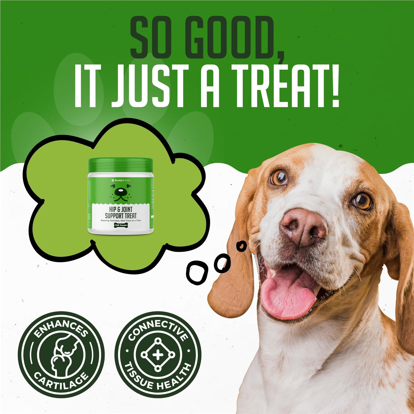 BUDDY'S BEST Hip & Joint Support Treats For Dogs | 60 Chewable Treats