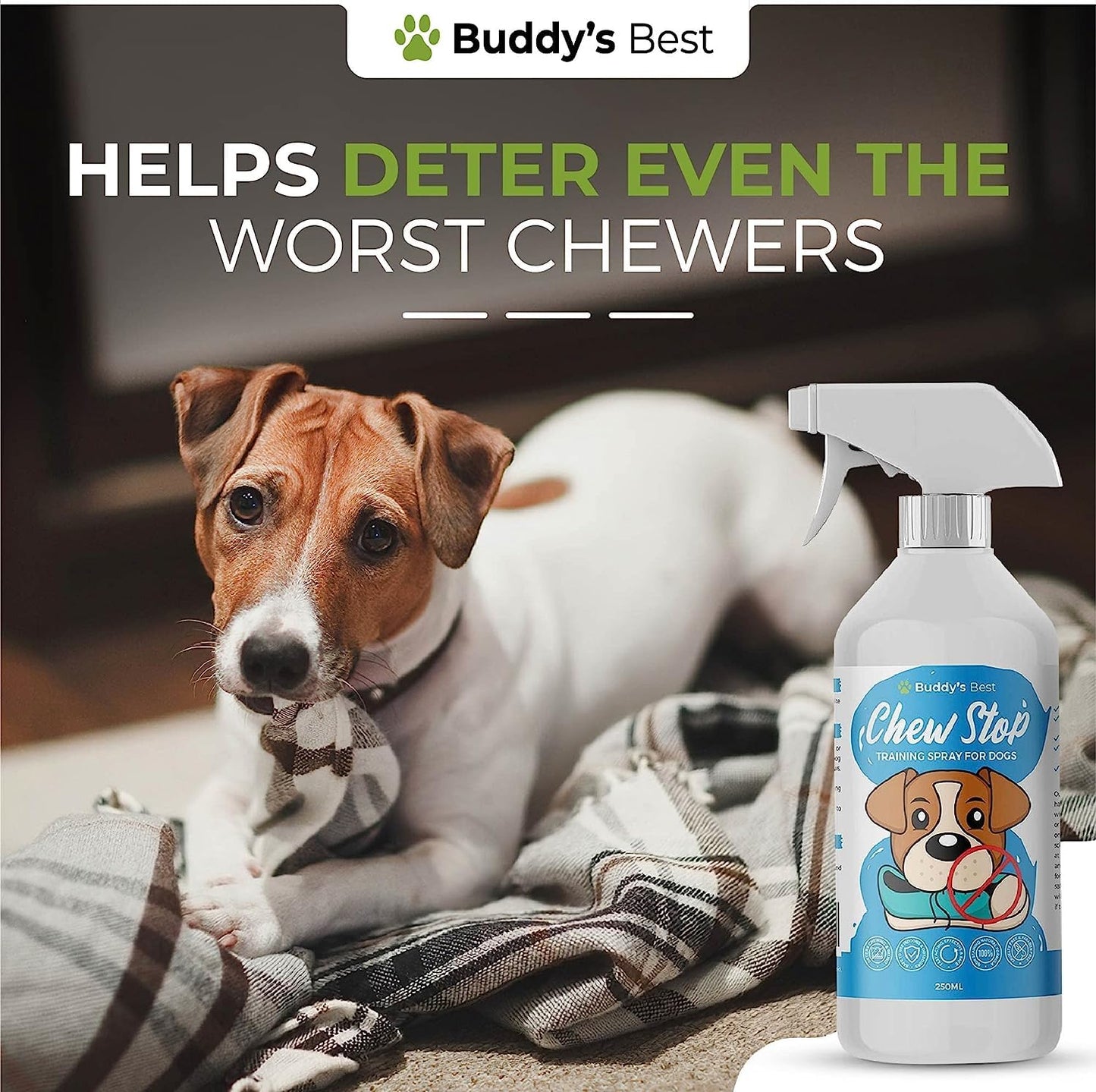 BUDDY'S BEST Anti Chew Spray For Puppies & Dogs | Stop Chewing Training Spray For Dogs | Deters Chewing & Biting | Fast Acting, Effective & Safe Remedy | 250ml