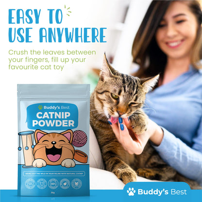 BUDDY'S BEST Catnip | 100% Natural, Organic & Air Dried | Strong & Pungent Aroma Encourages Exercise & Play | 35g