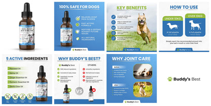 Buddy's Best Dog Joint Aid & Relief Plus | 50ml | Relieves Joint Pain in Dogs | Fast Acting Formula | Natural Ingredients | Made in the UK